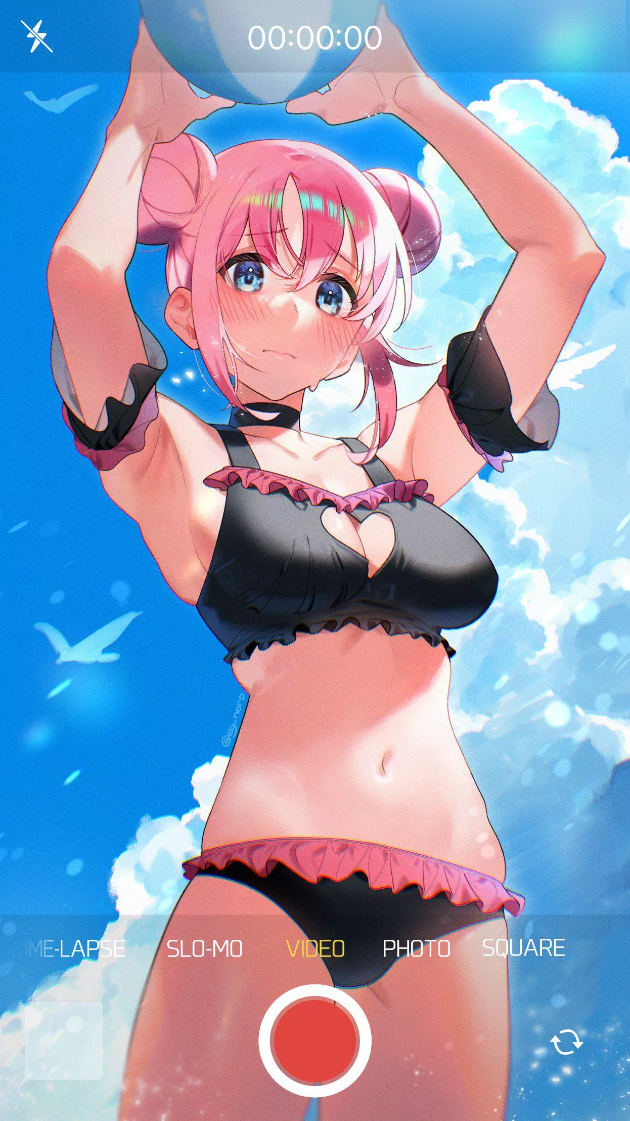 Bocchi Blushing In Her Cute Bikini [Bocchi The Rock]