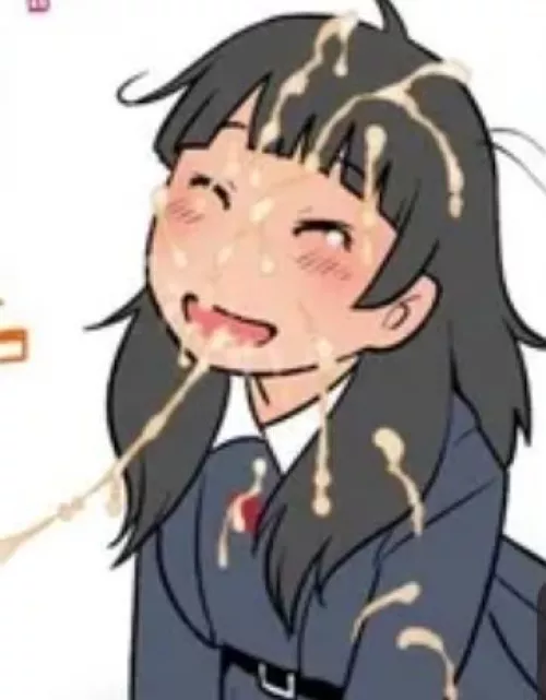 LF Color Source: 1girl, cum on face, black hair, smiling, 