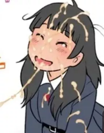 LF Color Source: 1girl, cum on face, black hair, smiling, 