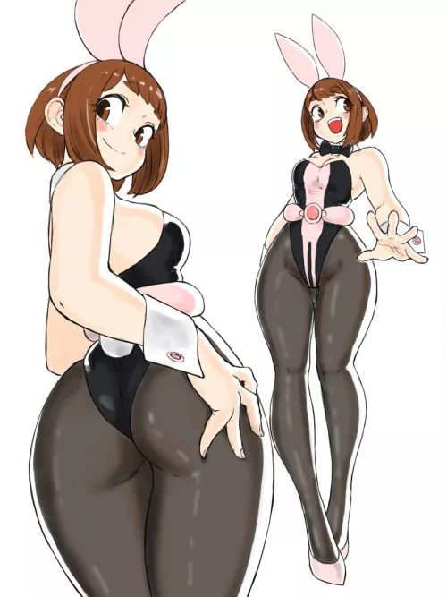 Ochako showing off her NEW hero suit to catch everyone's eyes~ 💙 (Artist - toshinoshin00)