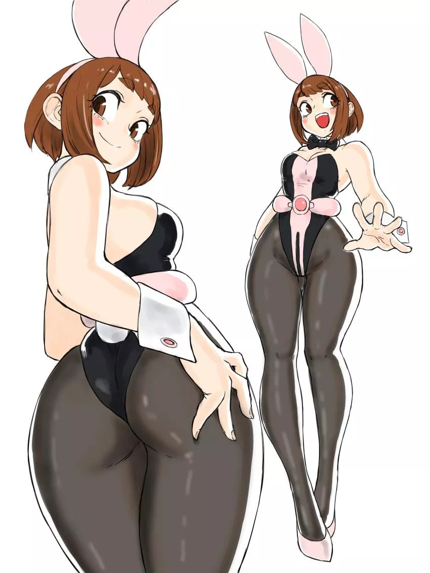 Ochako showing off her NEW hero suit to catch everyone's eyes~ 💙 (Artist - toshinoshin00)