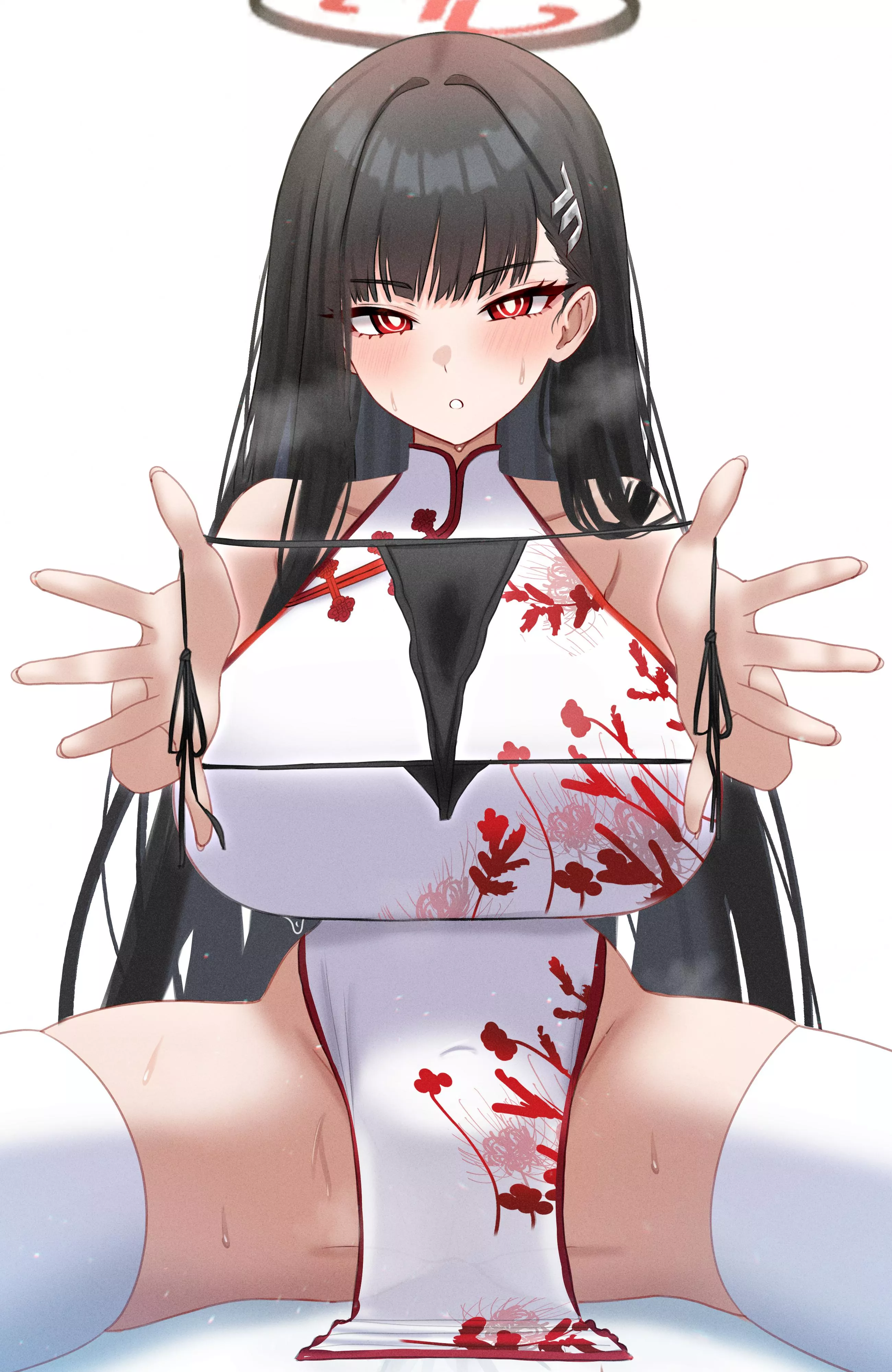 Qipao Rio offering her used panties (mijikayo) [Blue Archive]