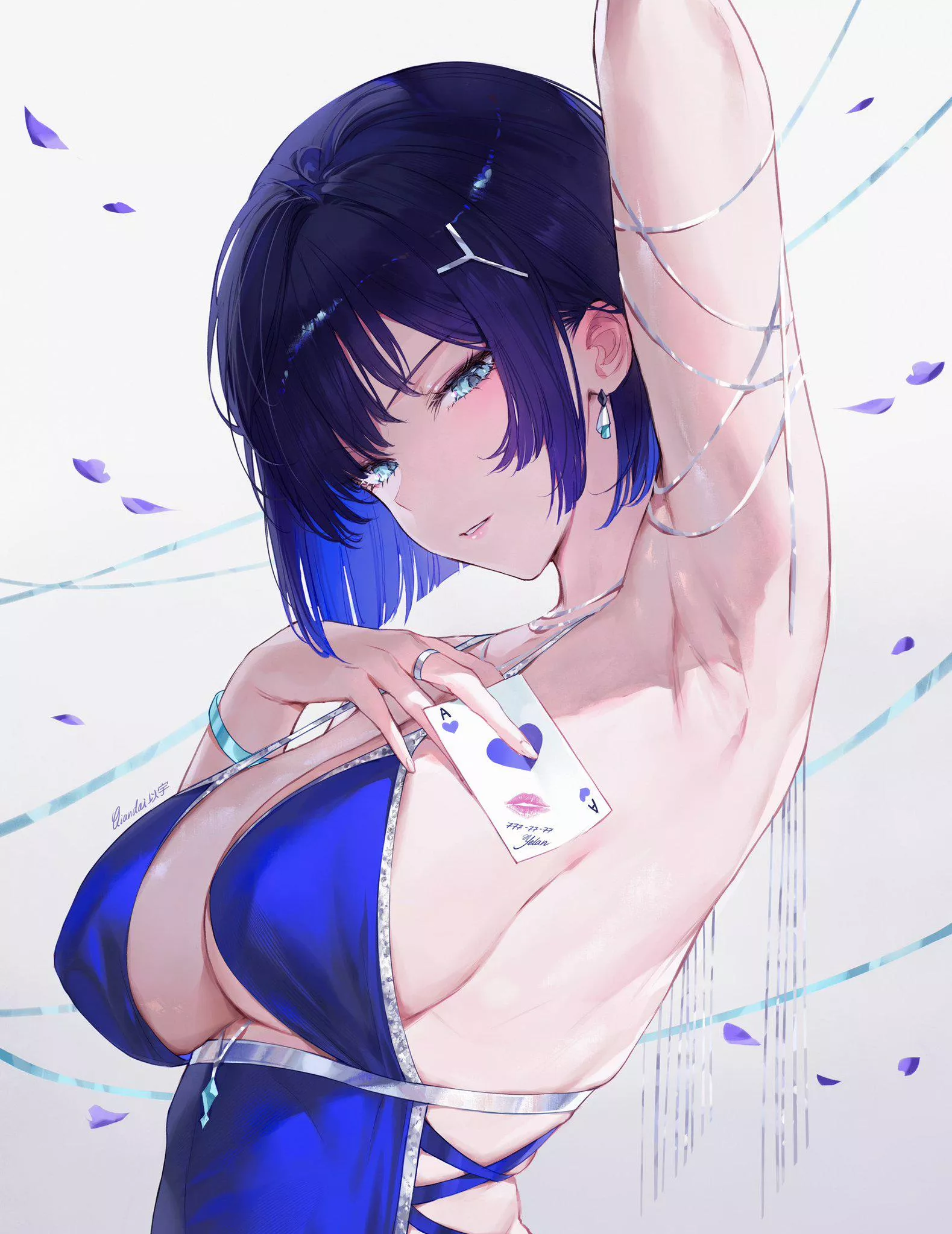 Yelan in sexy blue outfit