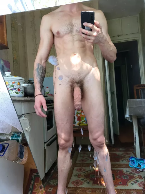 If you want, you can lick the cum off the mirror, and you can lick me, too