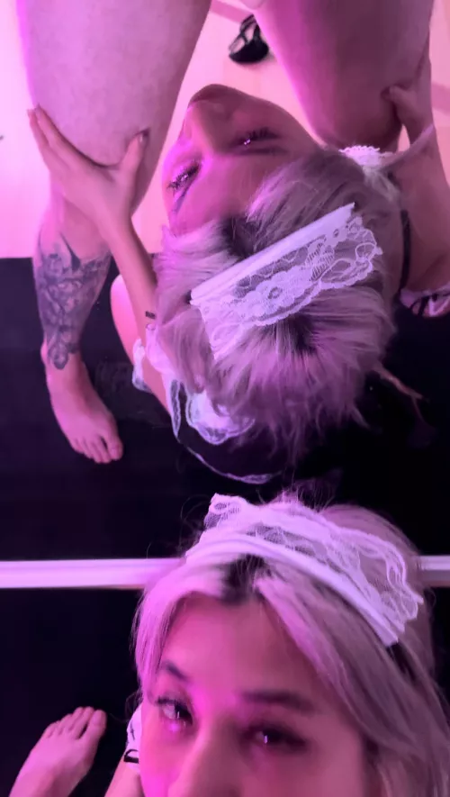 just a little slut looking at you begging for cum 