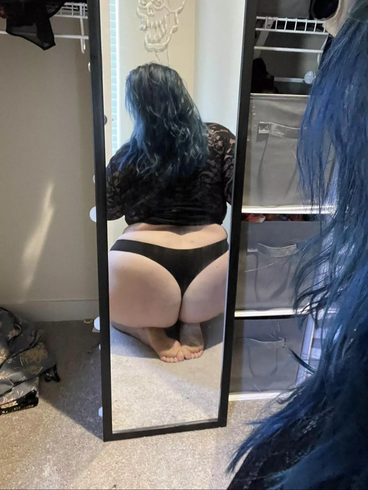 Trying on new underwear 