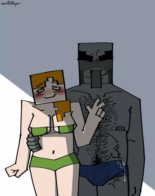 Alex says goodbye to Steve (unknown artist) [Minecraft]