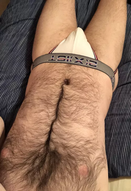 Relaxing after work in one of my favourite jockstraps (I can’t choose just one favourite.)