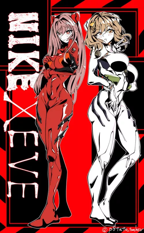 Rapi and Anis are wearing tight combat suits. [EVA x Nikke]