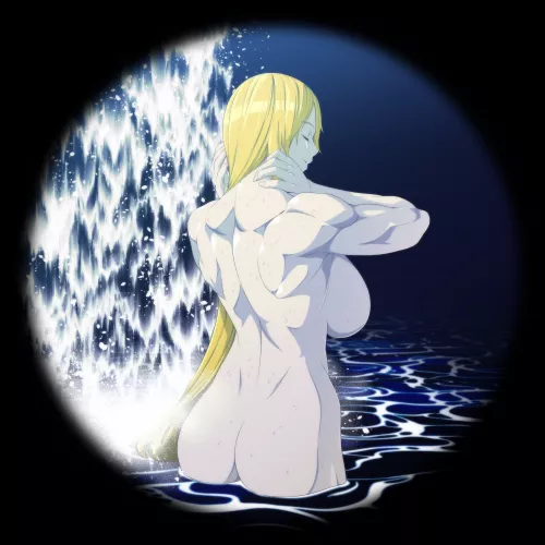 Spying on yang through a telescope while she's bathing in a waterfall 
