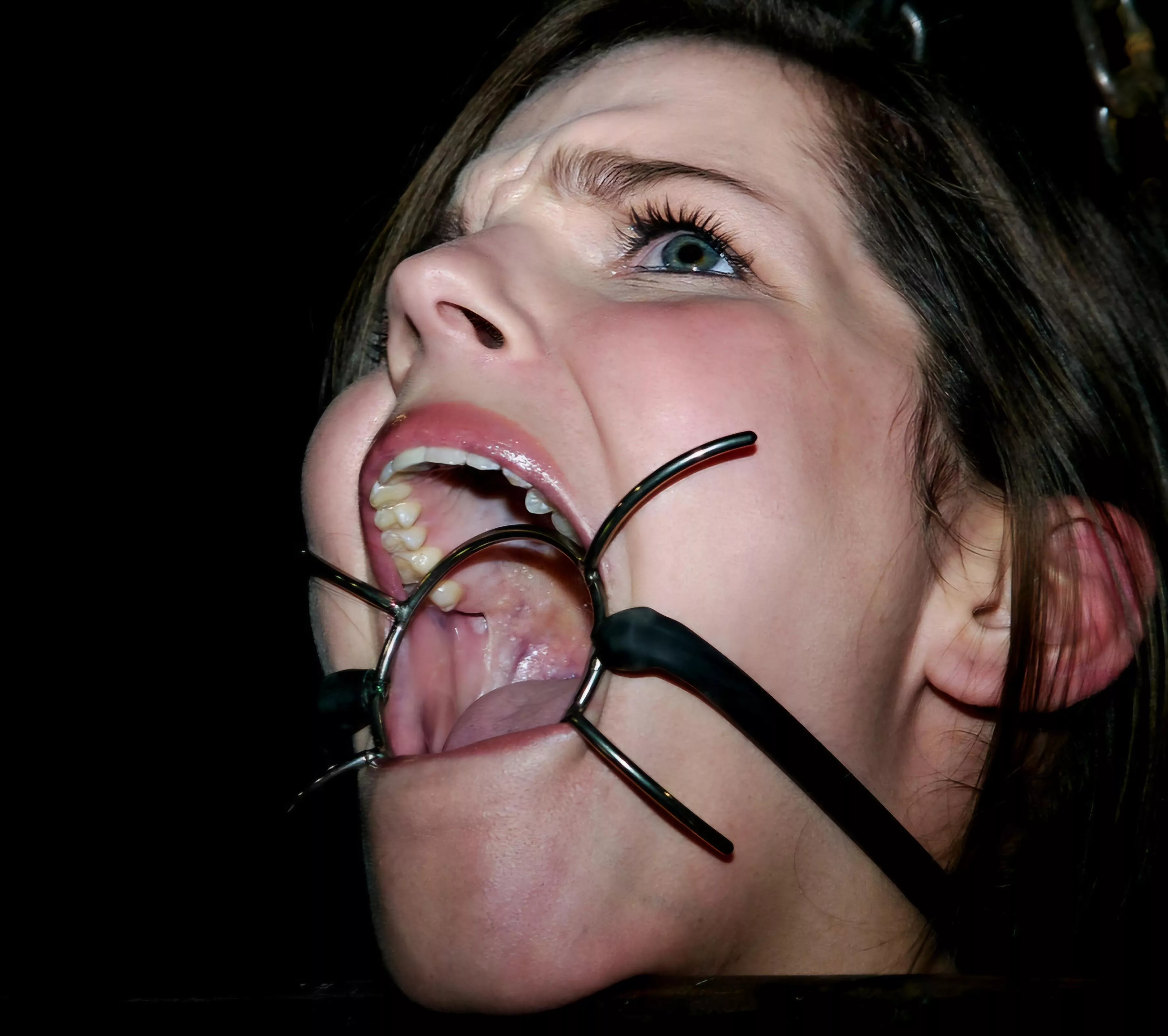 Bobbi wearing a mouth ring...