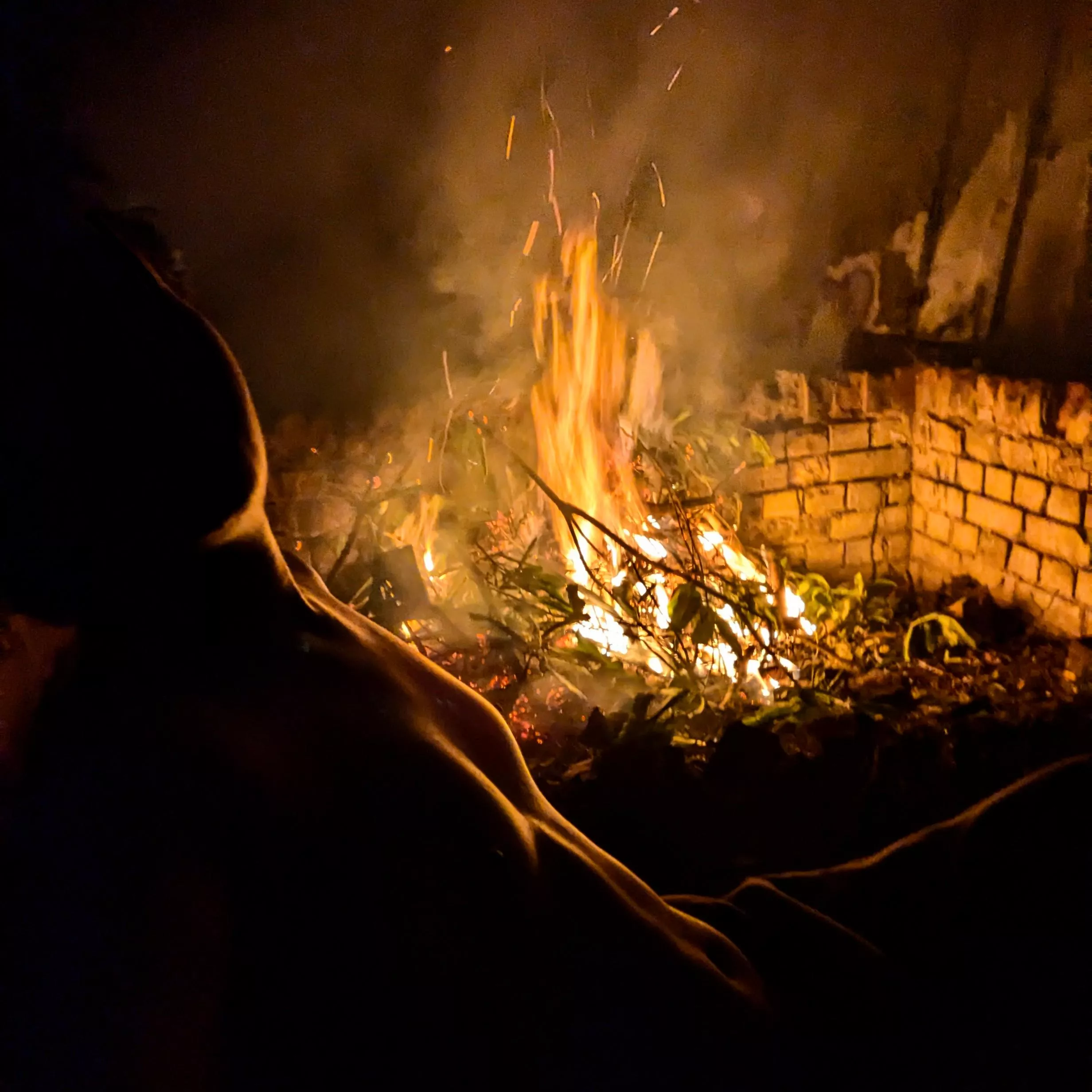 I love the way the bonfire casted harsh shadows across my body 