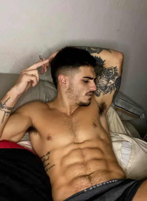 imagine your hands all over these rock-hard abs