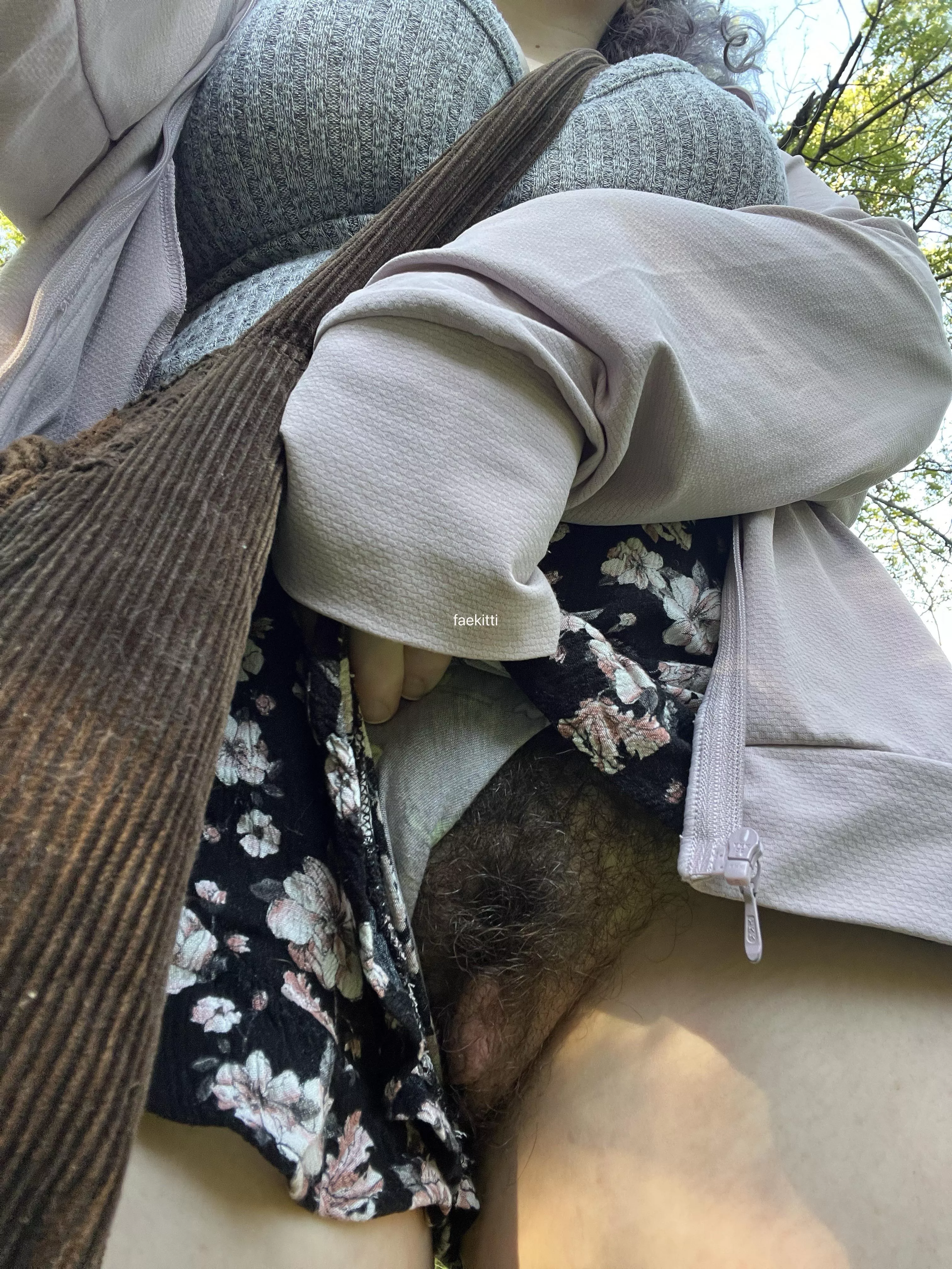 A peek of my pussy in the forest 