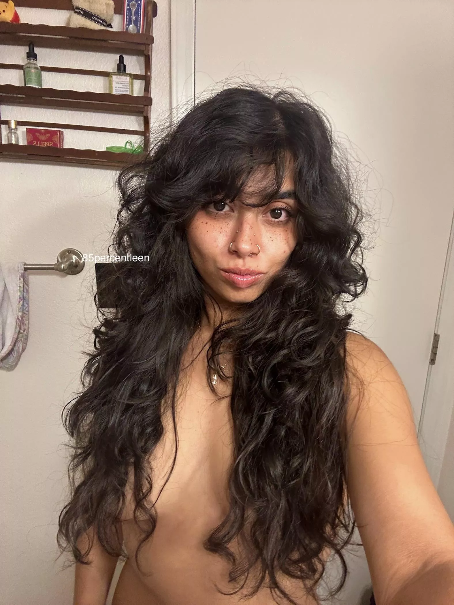 Long haired girls don’t need bras hehe