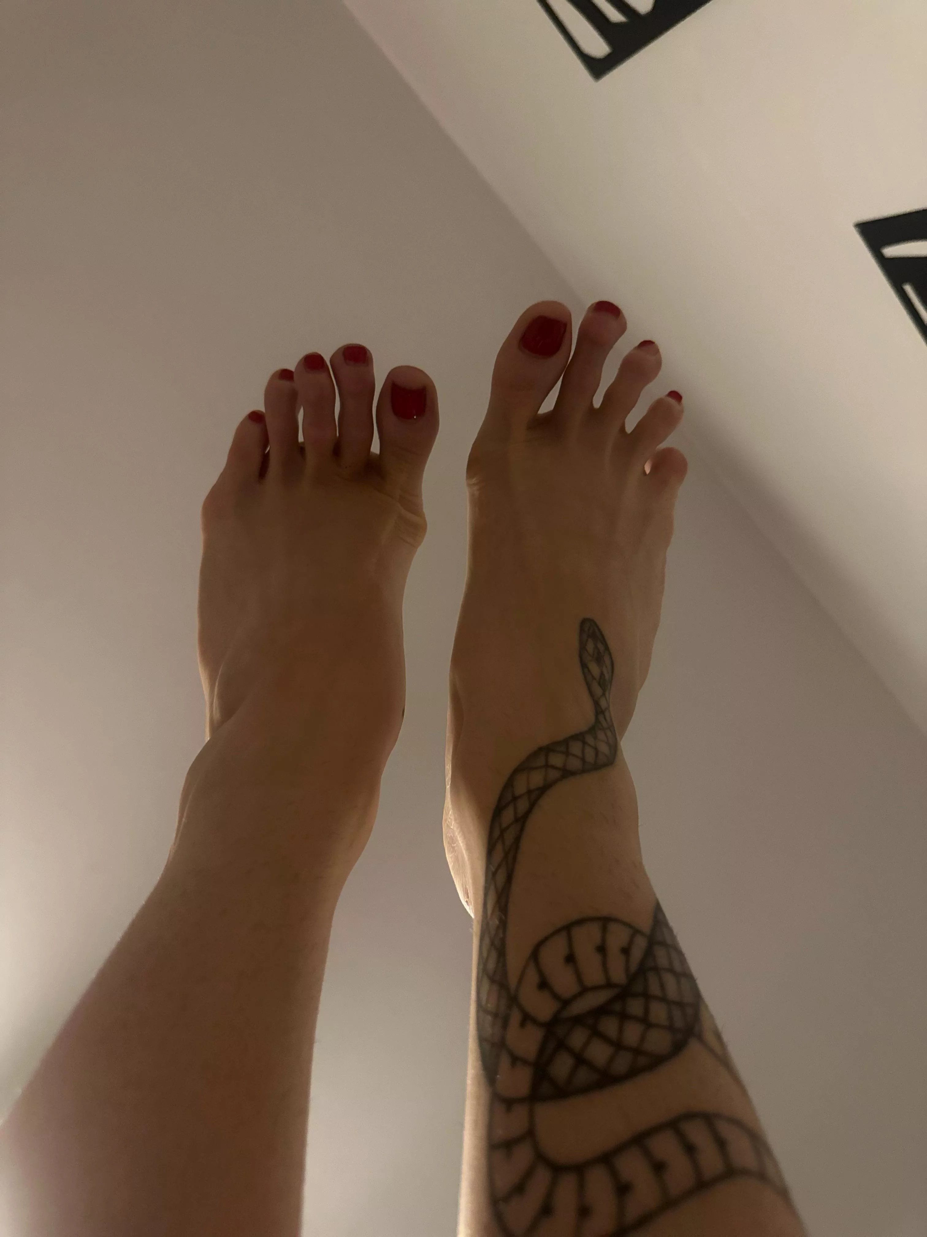 My toes are the perfect cherry red