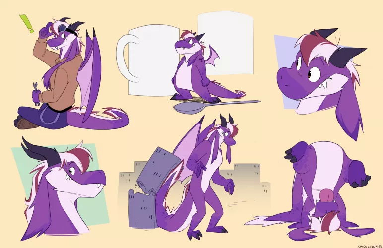 Ourple dragon doodles! (art by me, @chickensnpies1 on twitter!)