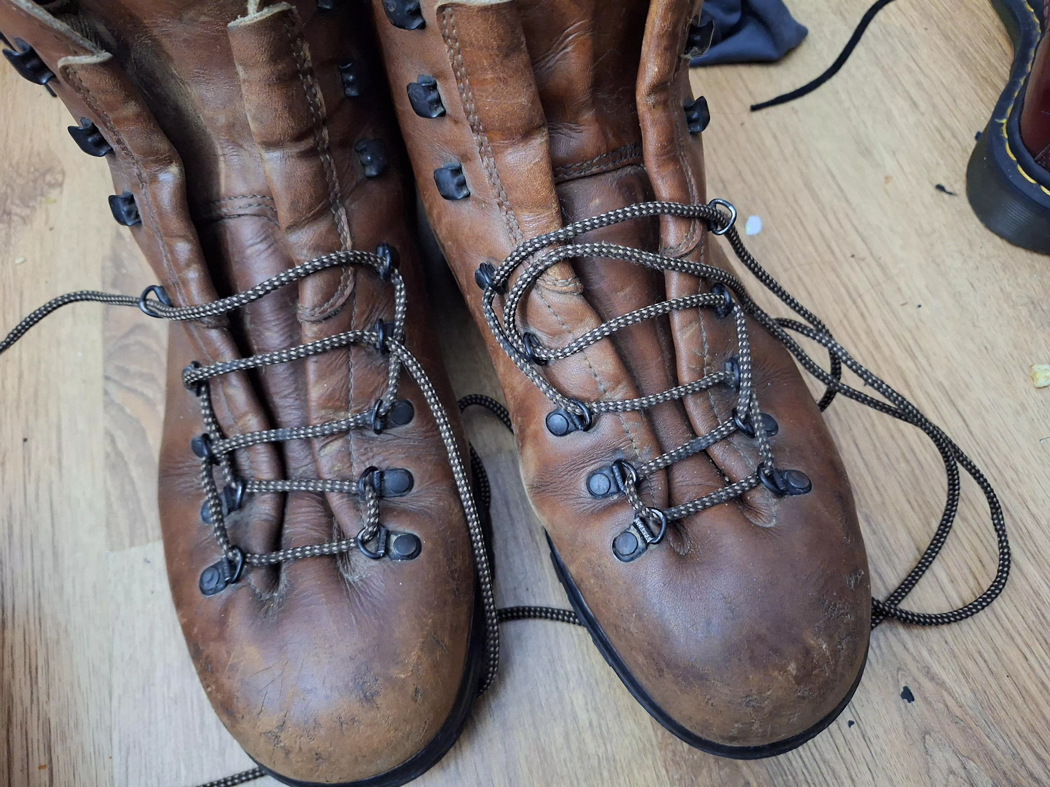 After a good brush and some generic mink oil the Scarpa boots look a bit nicer, post walk in the rain.