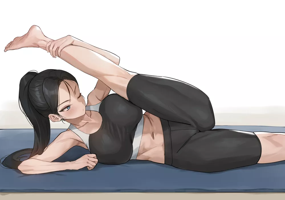 Improving her flexibility 