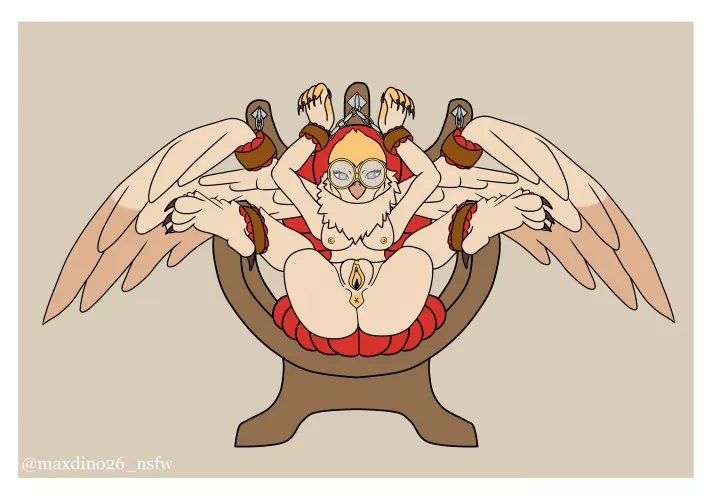 Maple Biggs in the bondage chair (artist: me)