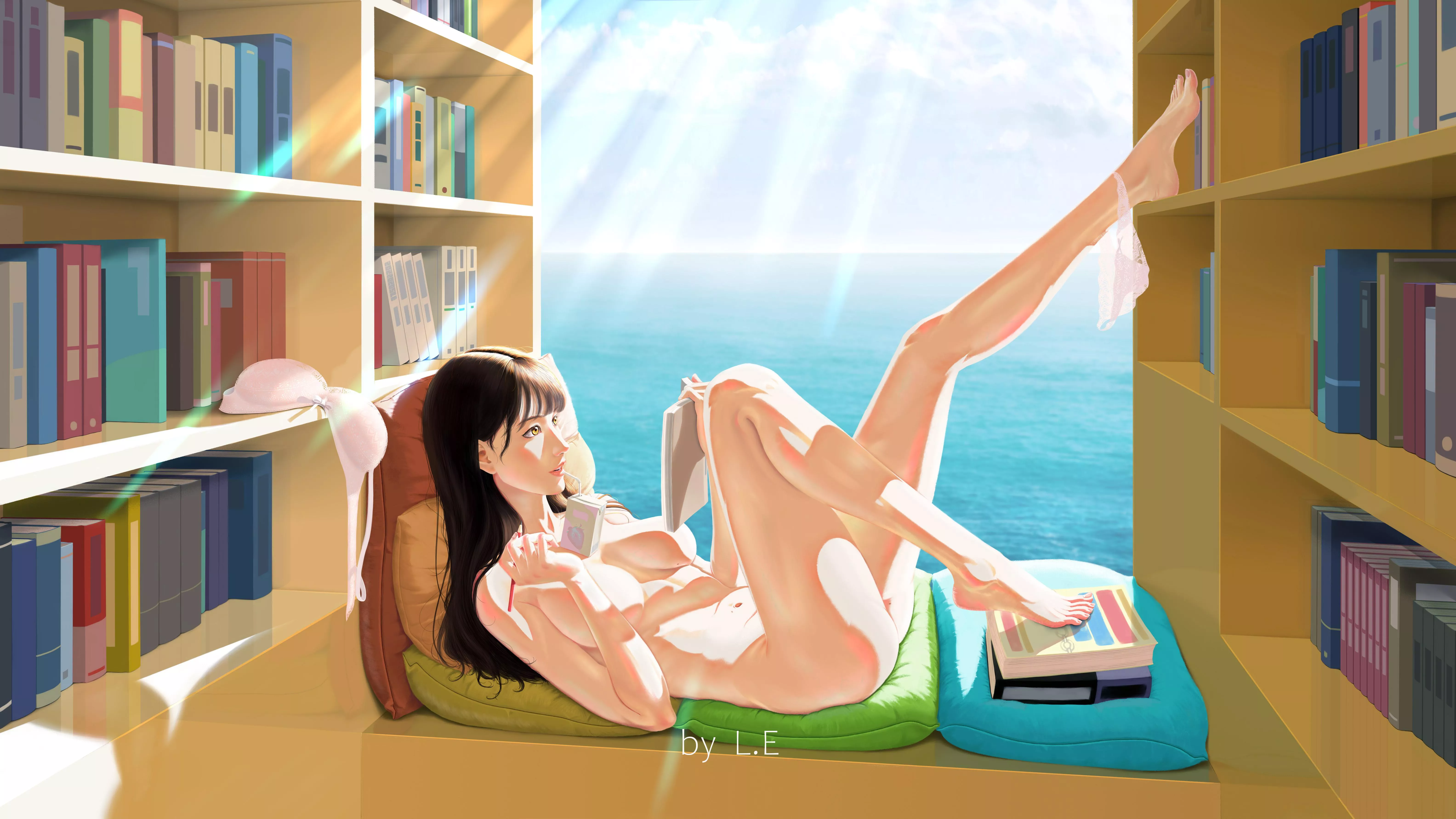 Reading overlooking the sea (L.E)