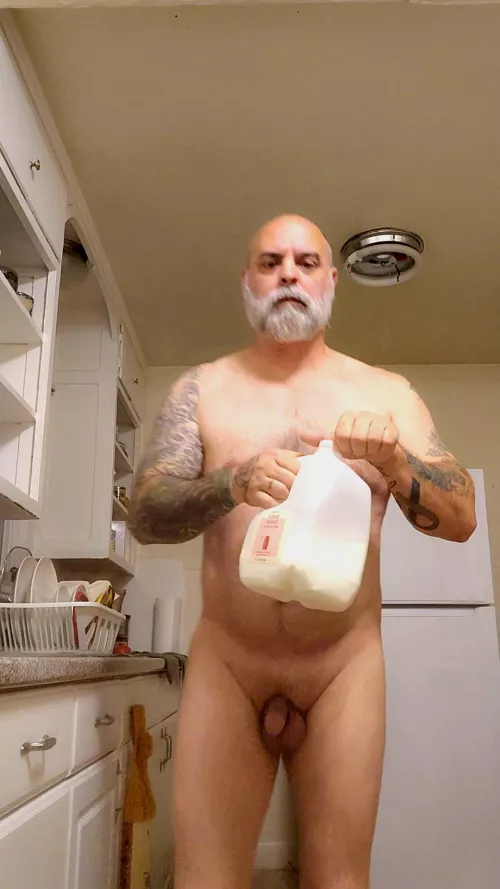 Getting milk for some coffee