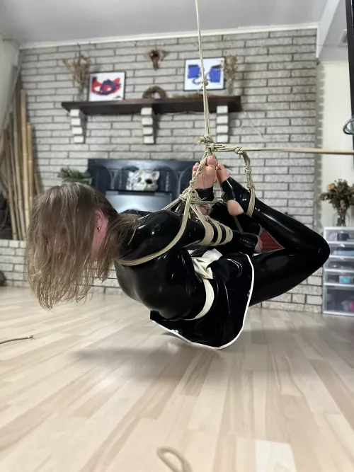 Hogtied only inches above the ground