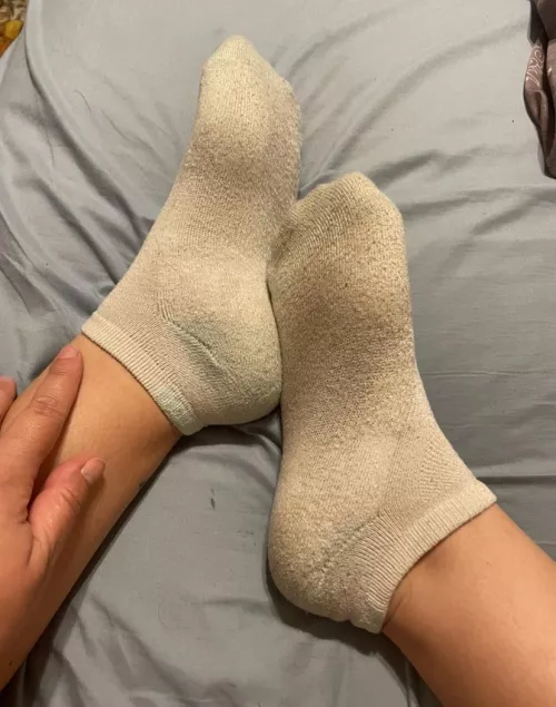 Look at my worn out socks. Ive had these for about a year now and they’re so dirty and lets discuss the smell 🧦🧀