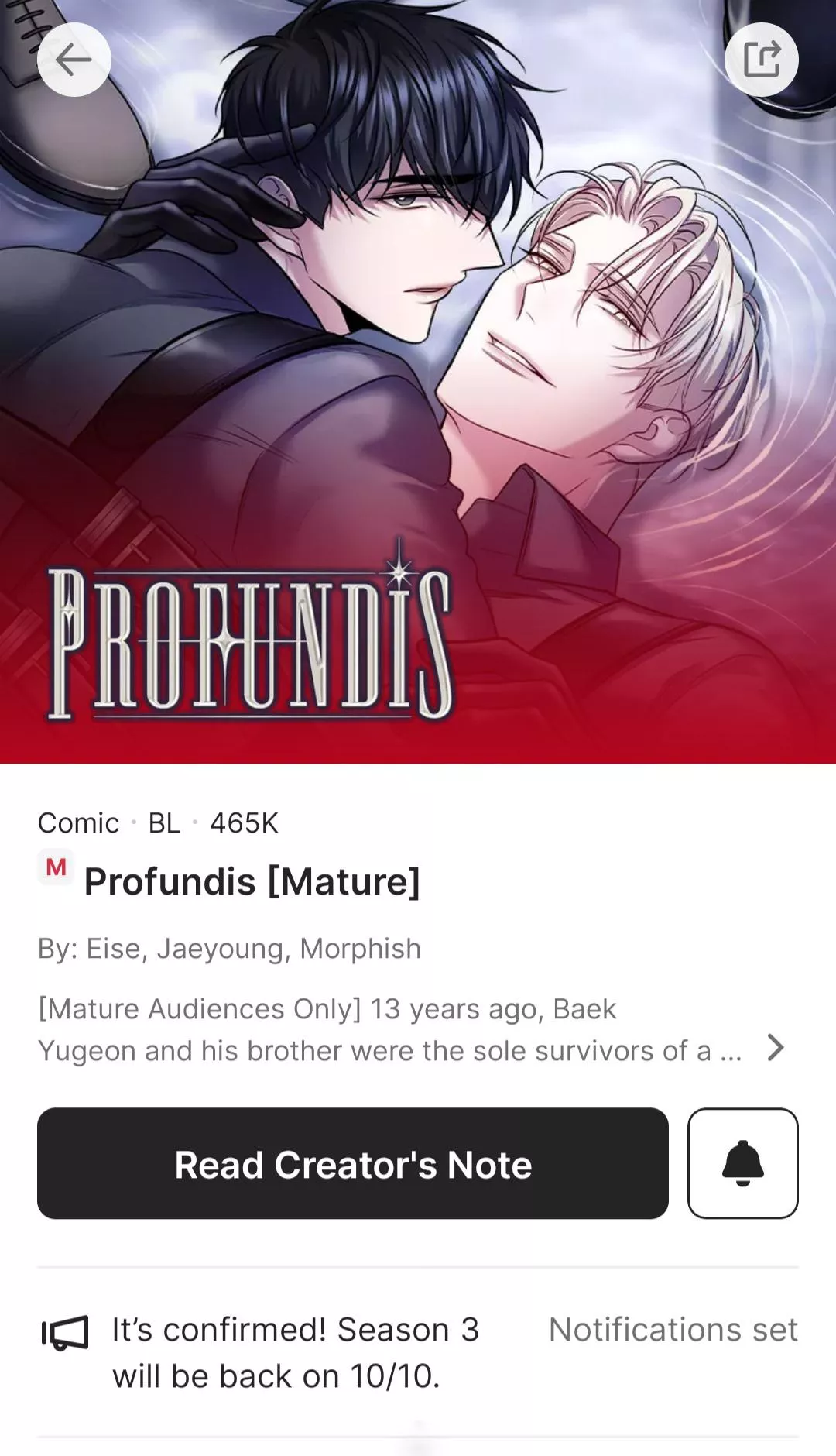 [Profundis] is returning Oct 10