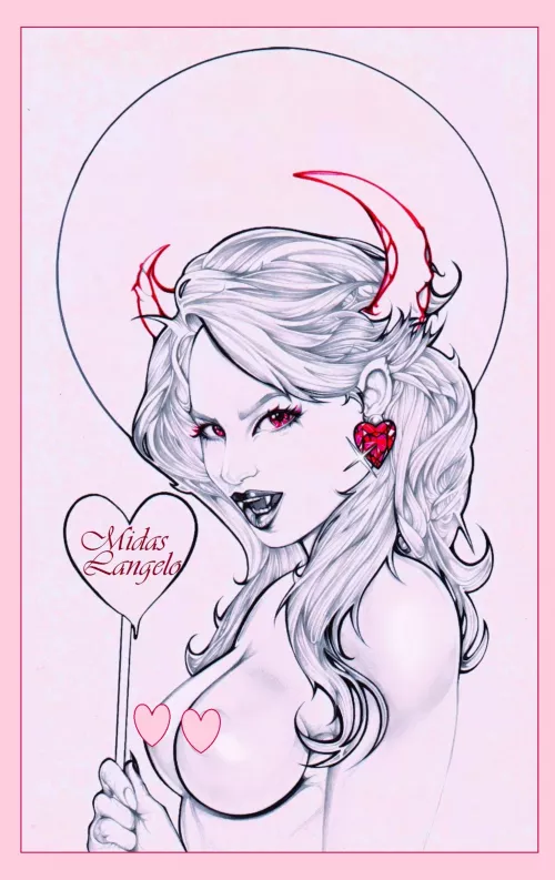 Cute Ink Drawing Succubus By Midas Langelo (OC)