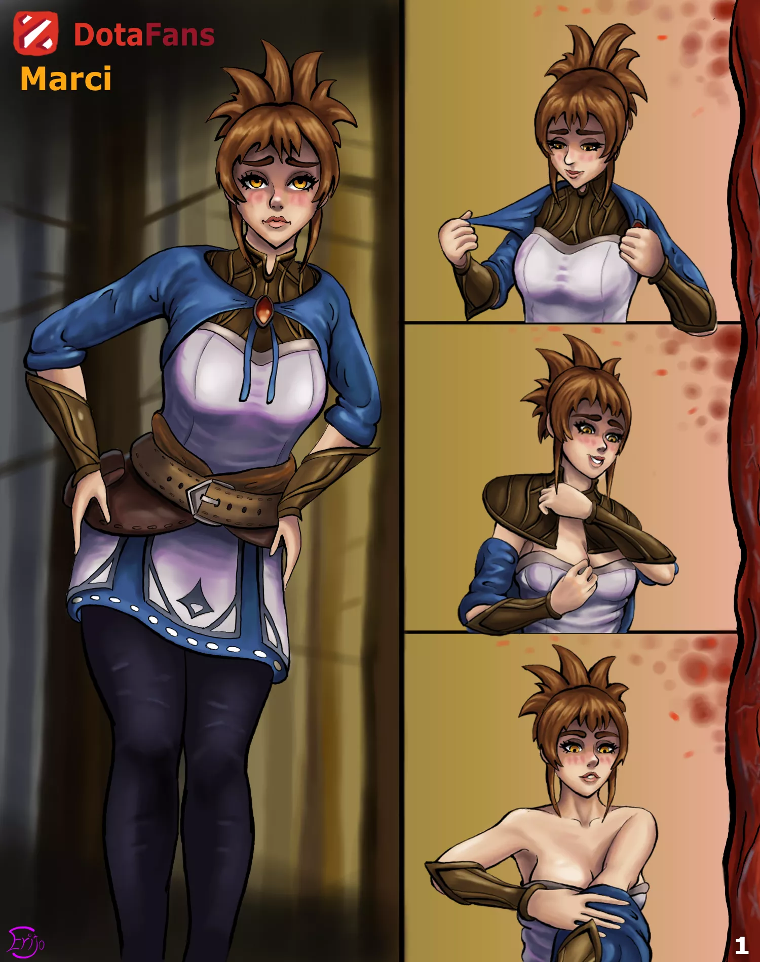 Marci stripping down for DotaFans Page 1 (Erito)