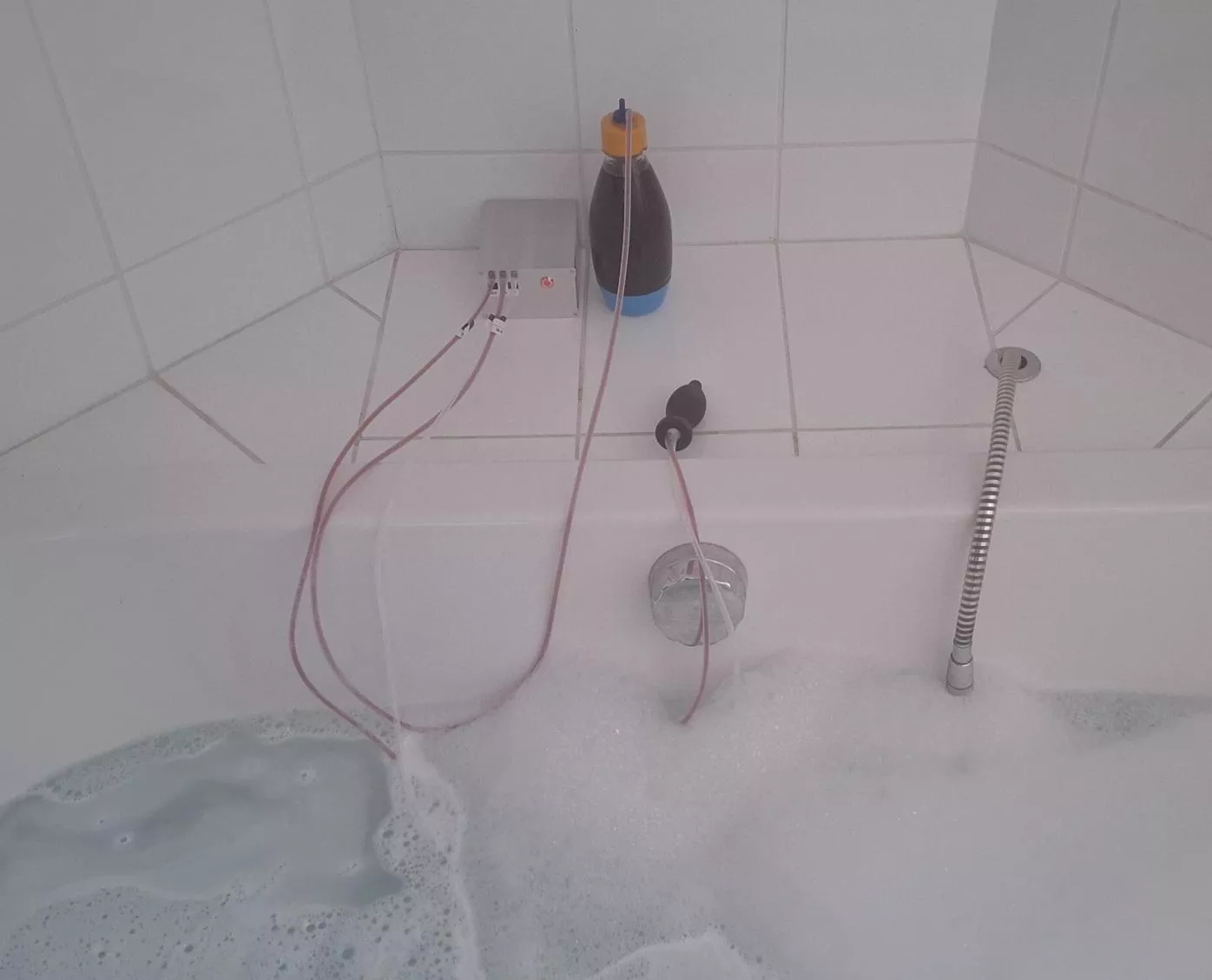 Bubble bath enema fun 
