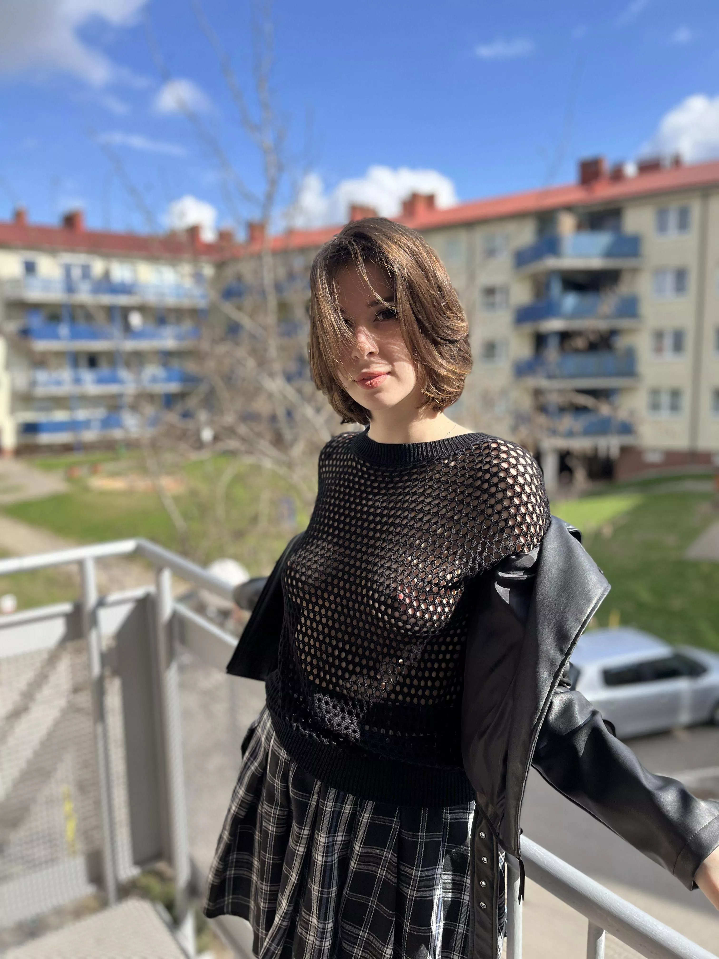 I hope you don't mind if I walk around like this in public. [wife]