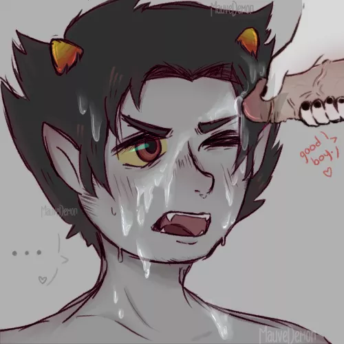 Dave gives Karkat a Special Facial ❤️(Art by me @mauvedemon)