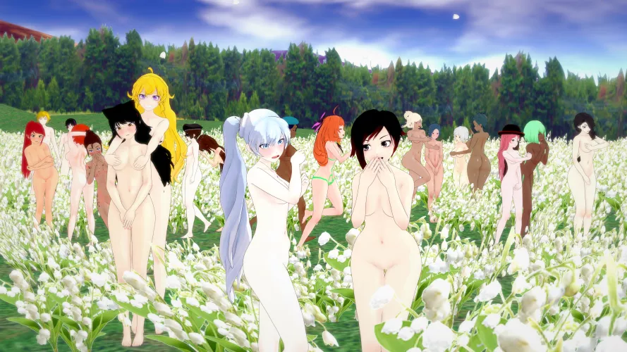 MasterxCharon gives us RWBY women a flower field?