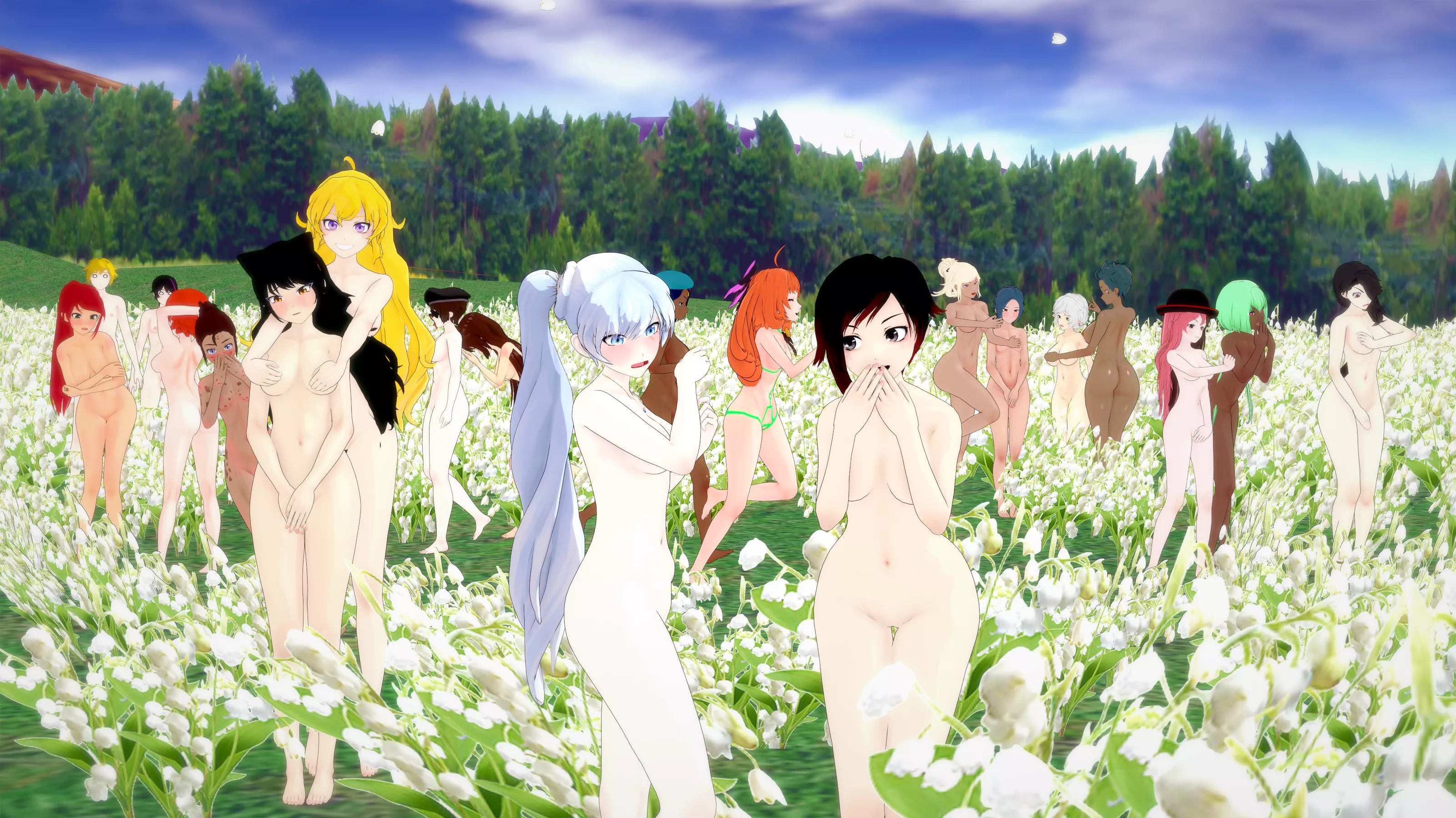 MasterxCharon gives us RWBY women a flower field?