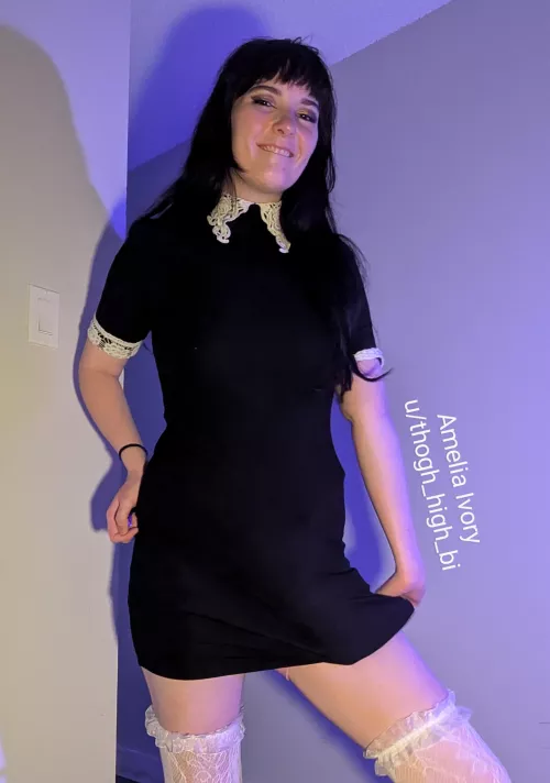 It's a good thing this dress is just long enough to cover up my huge cock