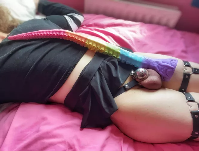 My nub cage looks so cute and small next to a 20 inch tentacle, don't you think? 😉