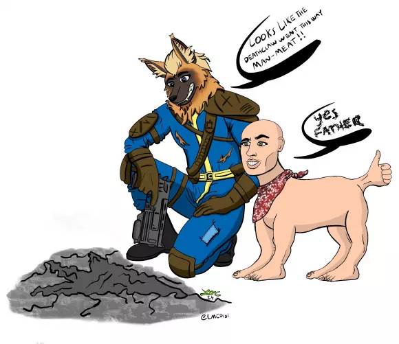 The lone wanderer and his stalwart pal. 