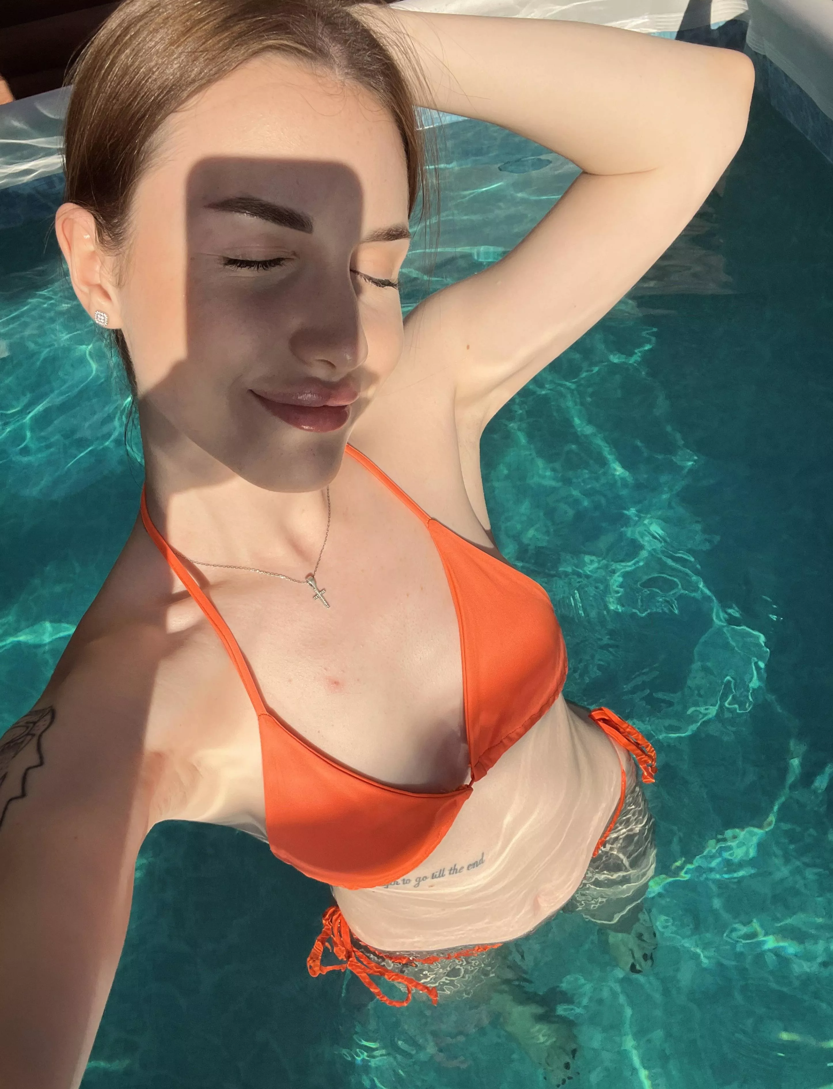 enjoying a beautiful morning in a warm pool