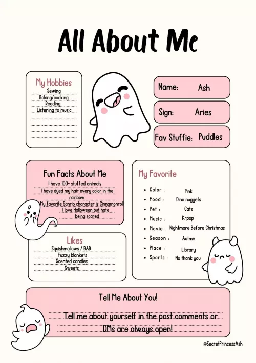 Hi I’m Ash here’s a little get to know me I made 🥰🥰