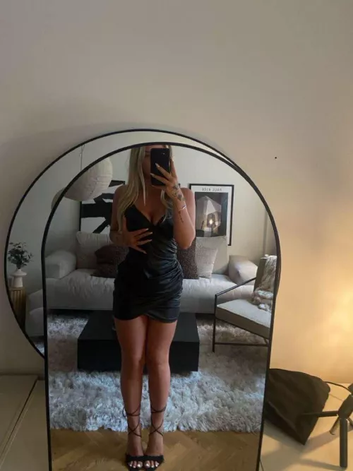 leather dress, white toes and heels! best combo ever