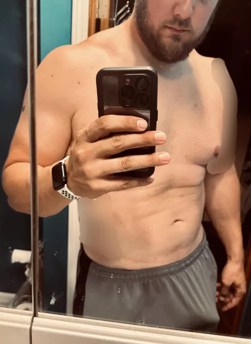 Post shower shaved and ready to bust 