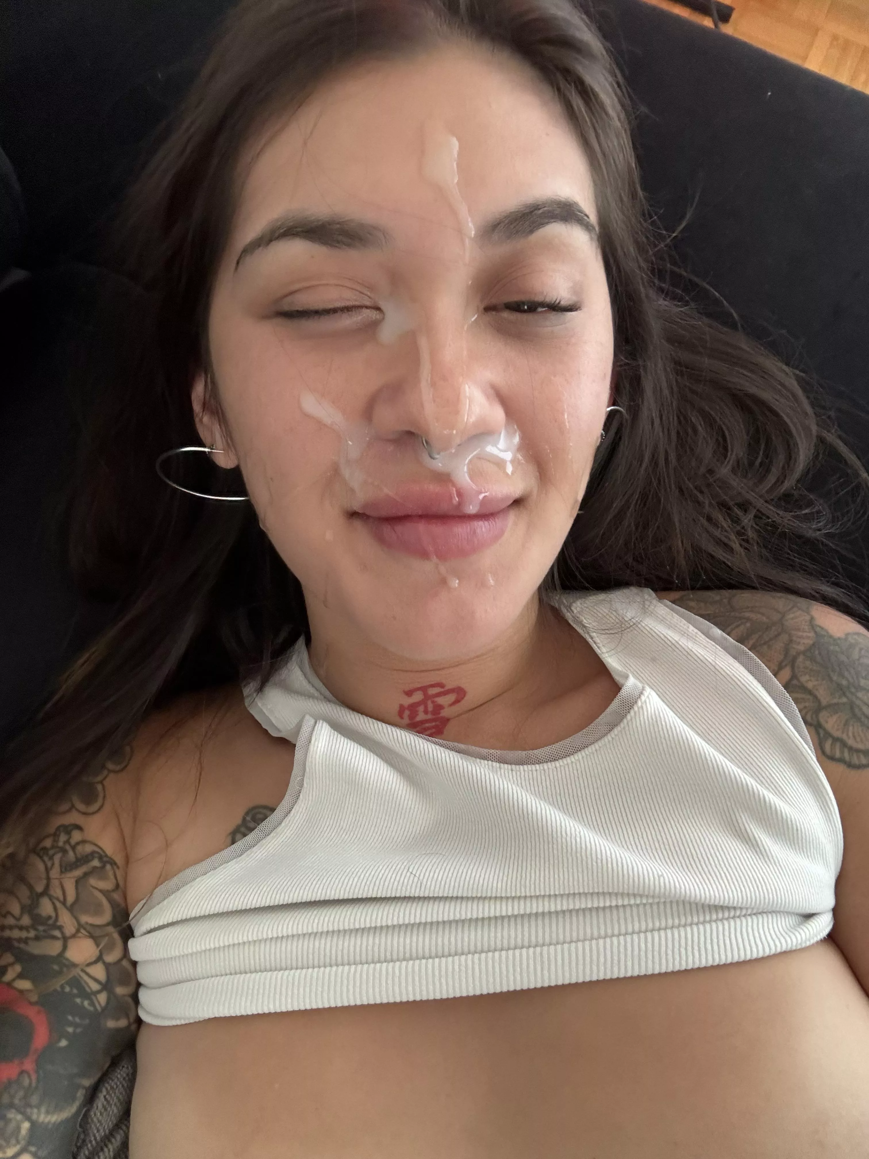 Do you want to cum on my face or inside me? 