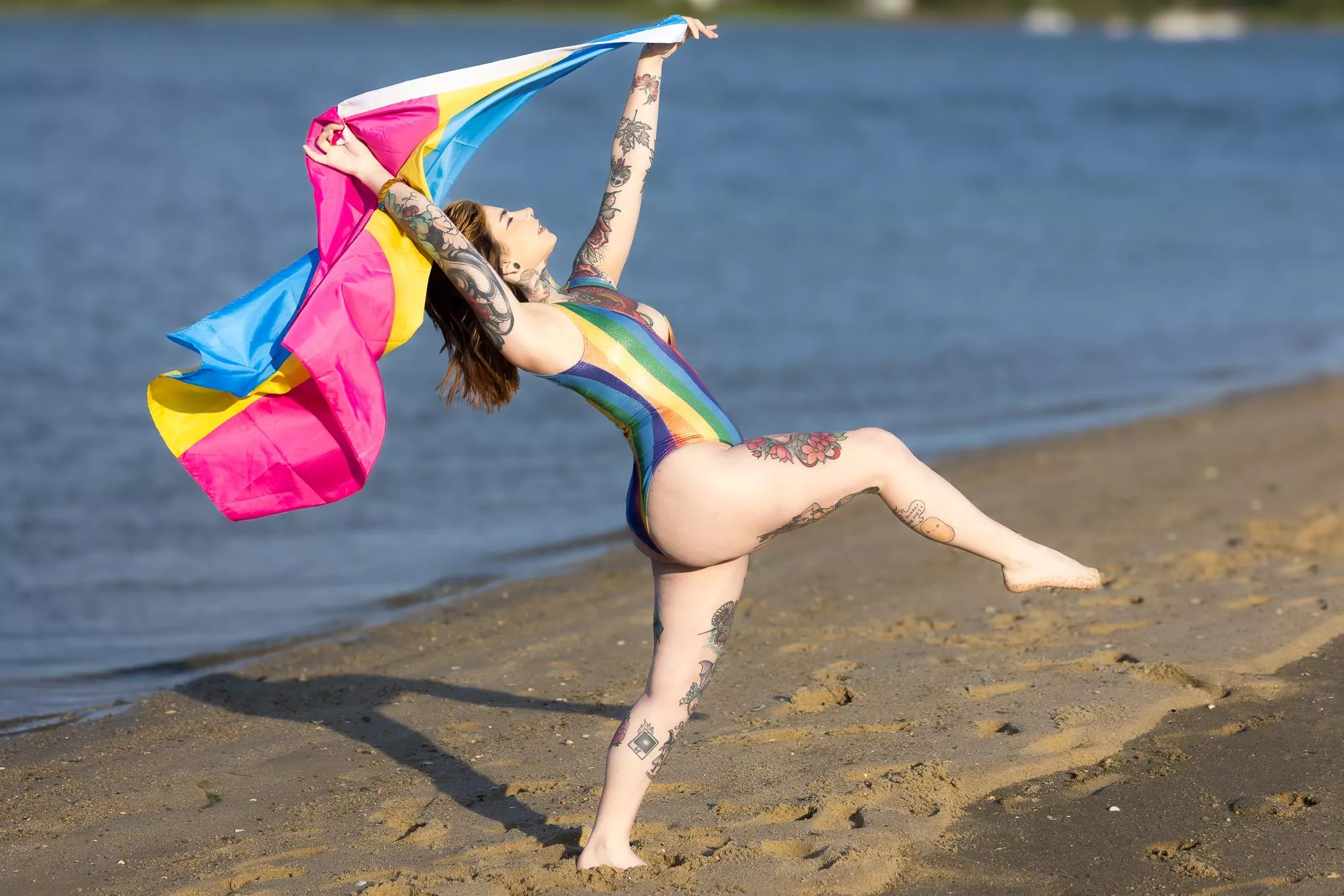 Showing off this shiny pride suit for everyone