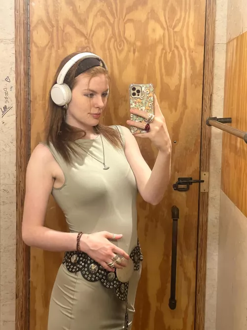 classy in this nude dress 