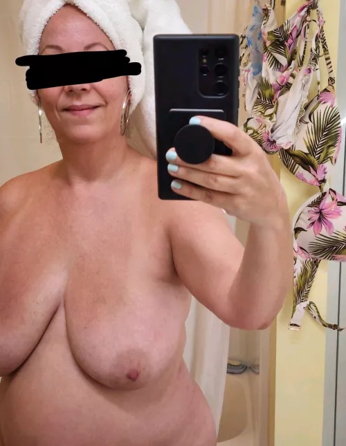 Hair in a towel selfie