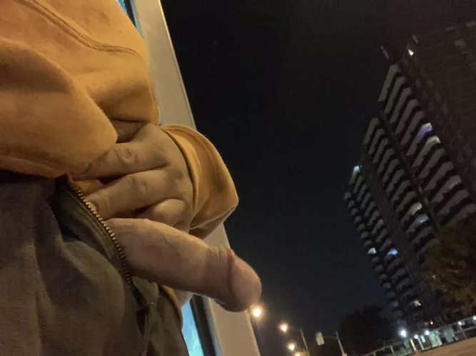 In front of my building bus stop 