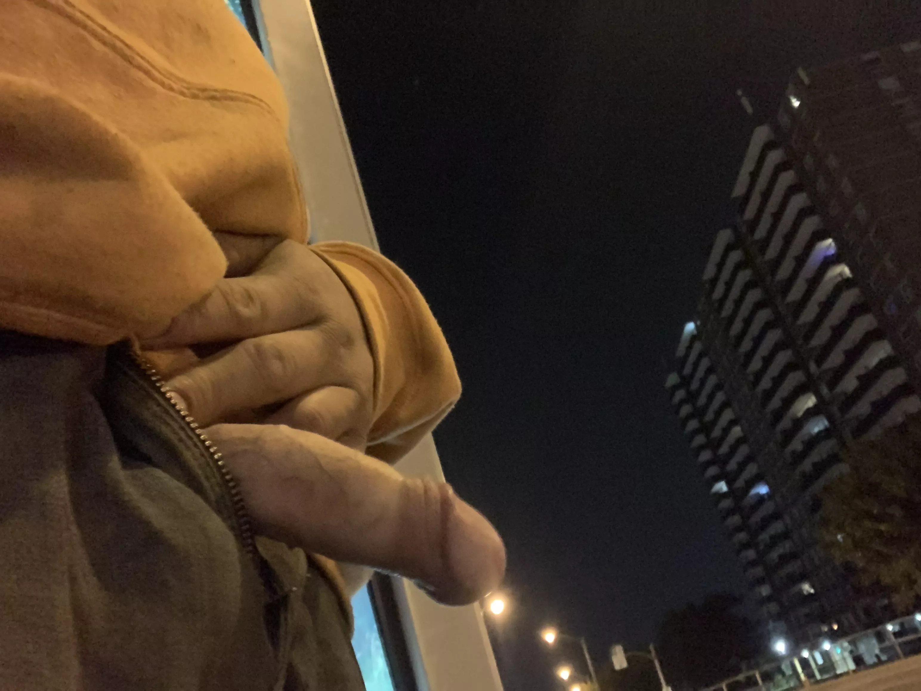 In front of my building bus stop 