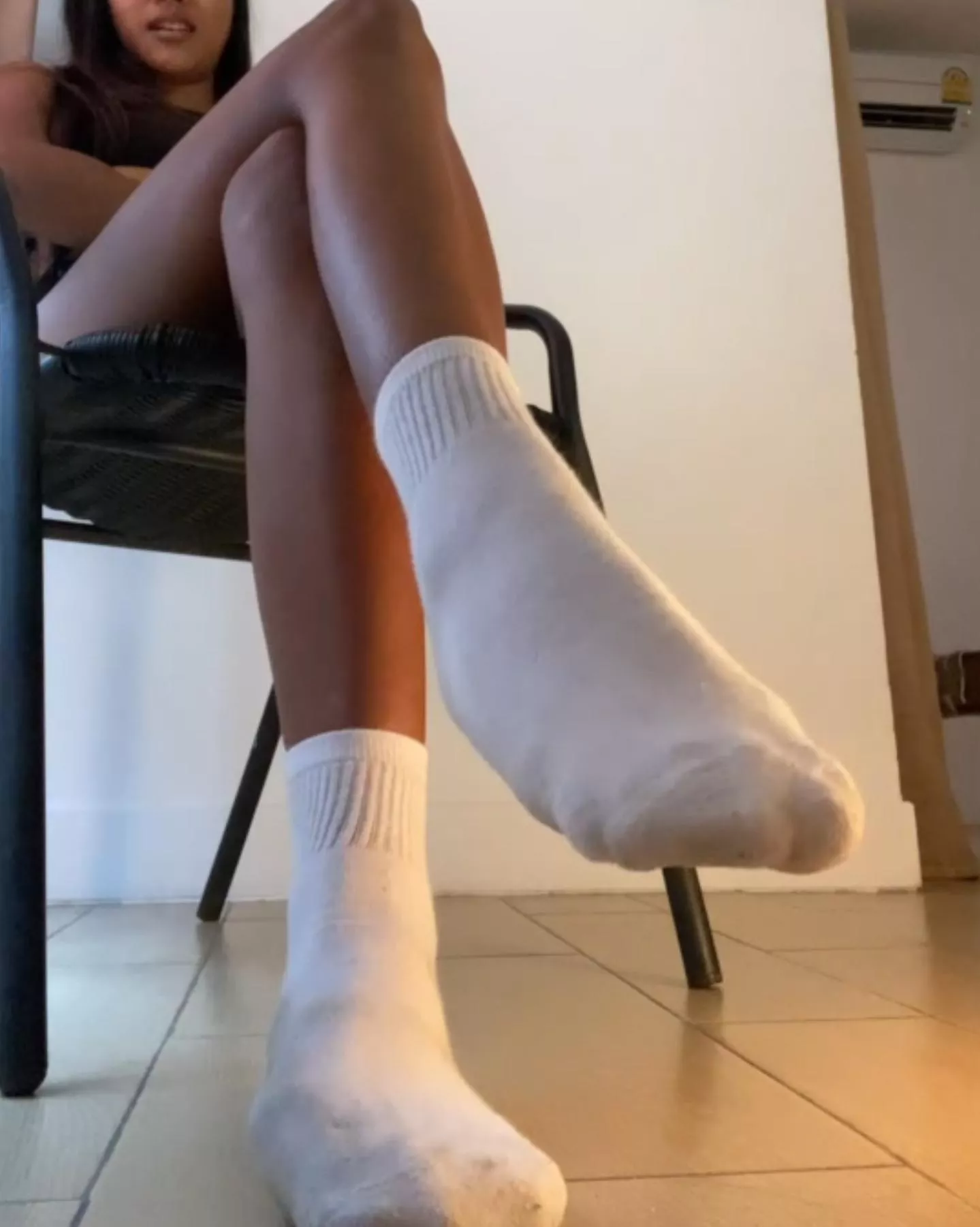 On the floor you stay , begging for my socks